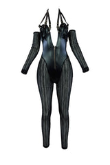 Claude Grommet Leather Mesh Jumpsuit Rompers + Jumpsuits EDGE 