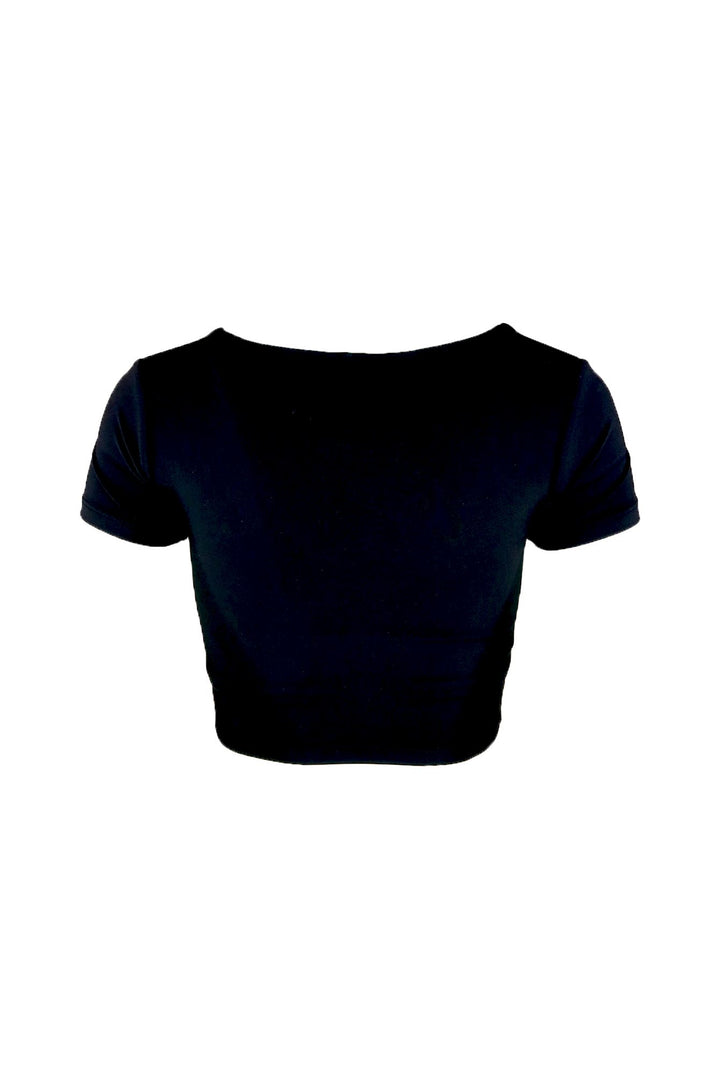 About It V Neck Short Sleeve Crop Top Top EDGE 