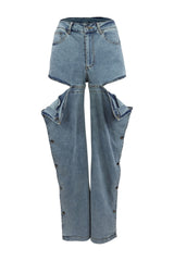 Jasper Side Cutout With Button Jeans jeans EDGE Small Denim 
