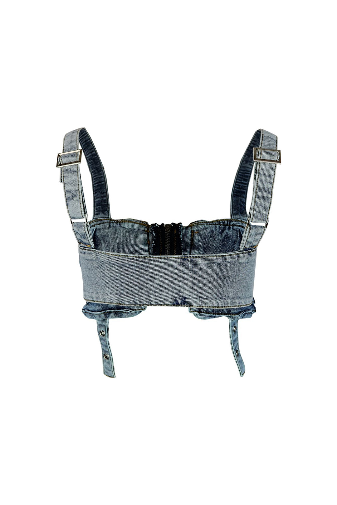 Lillian Washed Denim Pocket Crop Top Top EDGE 