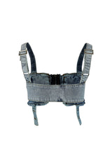 Lillian Washed Denim Pocket Crop Top Top EDGE 