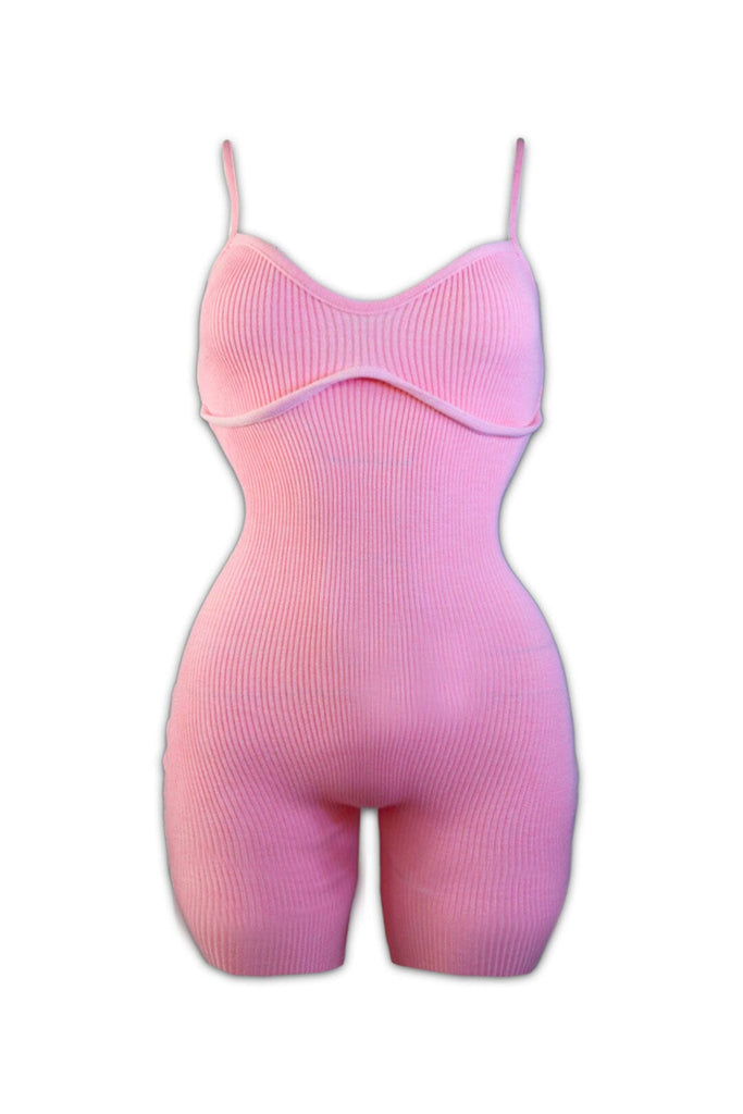 Bustier Wired Ribbed Romper - Pink - EDGEbyKS