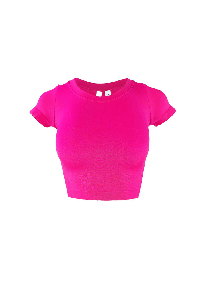 Soft Basic Smooth Cropped Tee Crop Top EDGE Small/Medium Pink 