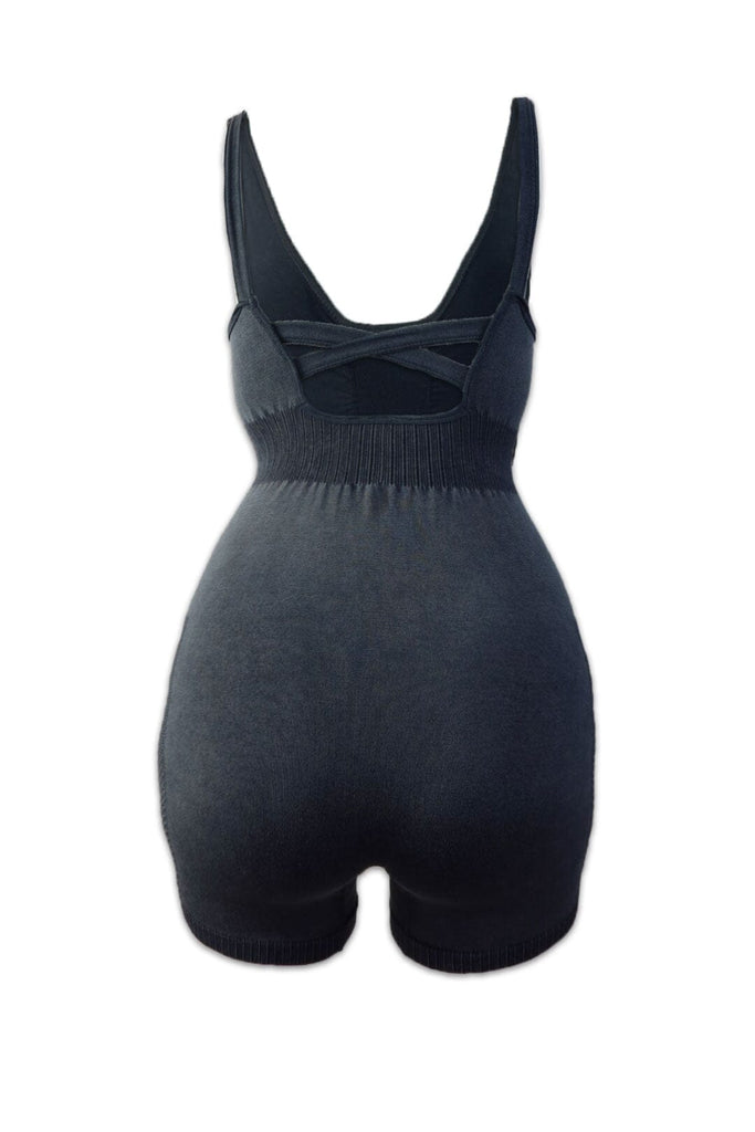 Grayson Mineral Washed Snatching Basic Romper - Charcoal - EDGEbyKS