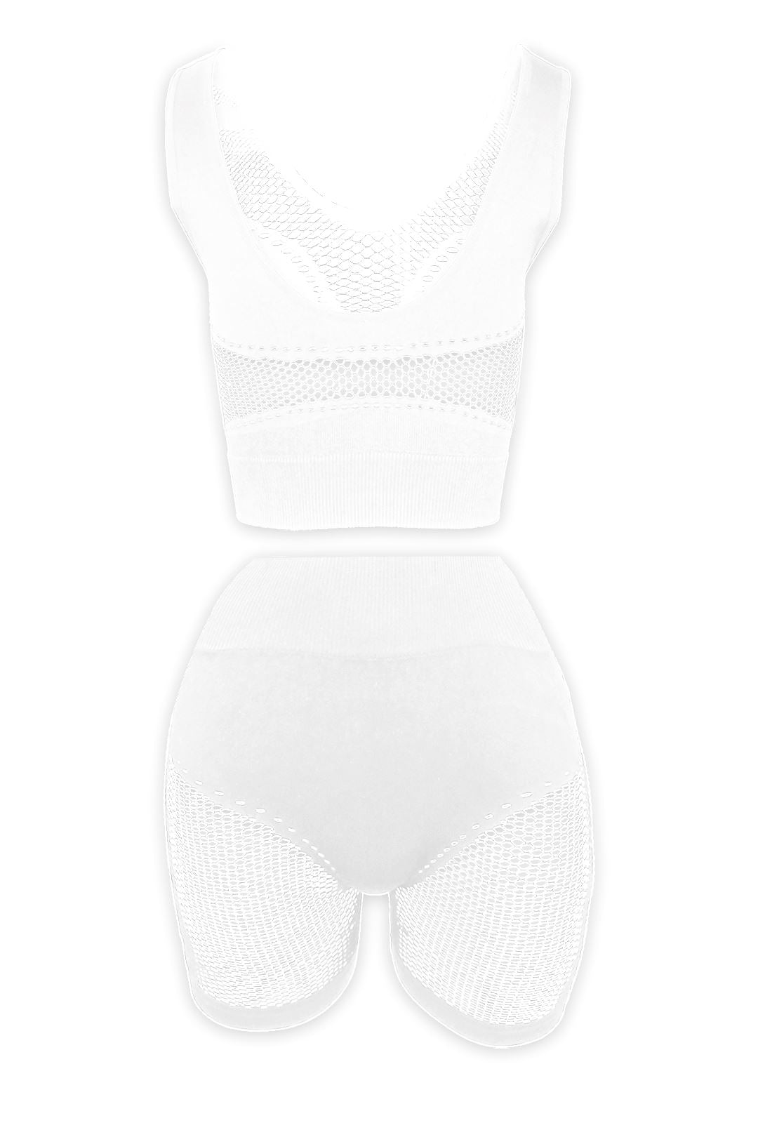 Chill Out Netted Crop Top &amp; Shorts SET - White - EDGEbyKS