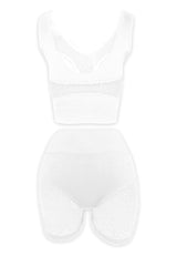 Chill Out Netted Crop Top &amp; Shorts SET - White - EDGEbyKS
