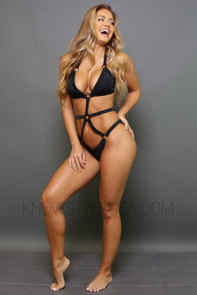 Strap Up Bathing Suit - Black - KNOWSTYLE - EDGE - EDGEONLINESTORE