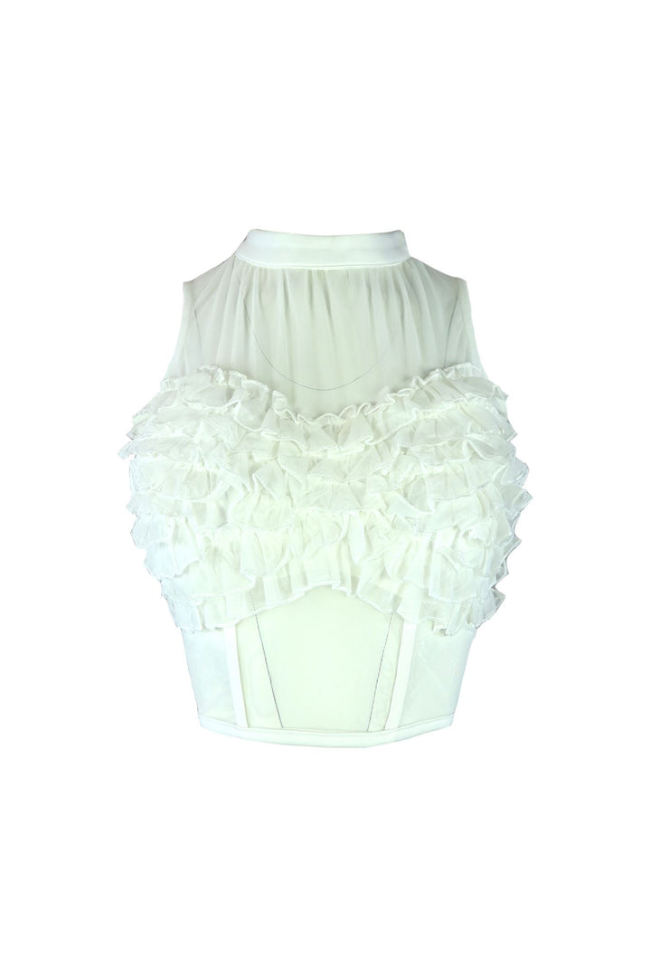 Claire Ruffle Mesh Corset Top Crop Top EDGE 